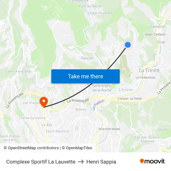 Complexe Sportif La Lauvette to Henri Sappia map