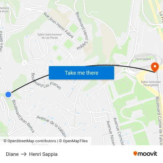 Diane to Henri Sappia map