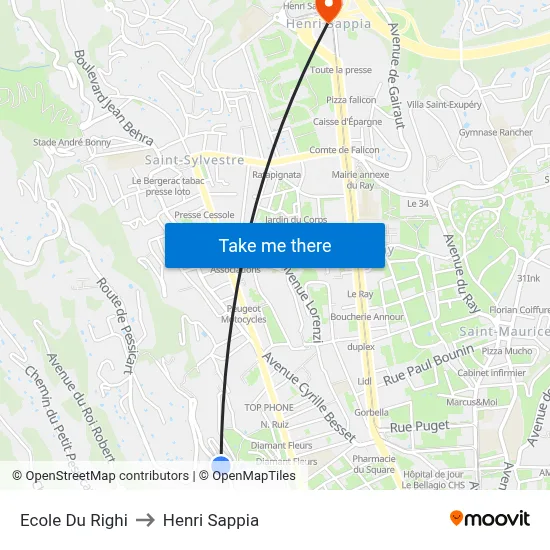 Ecole Du Righi to Henri Sappia map