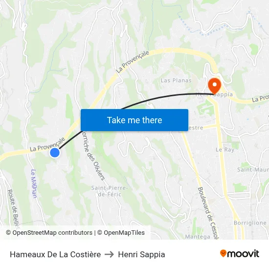 Hameaux De La Costière to Henri Sappia map