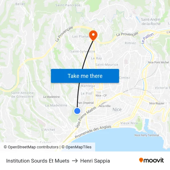 Institution Sourds Et Muets to Henri Sappia map