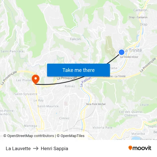La Lauvette to Henri Sappia map