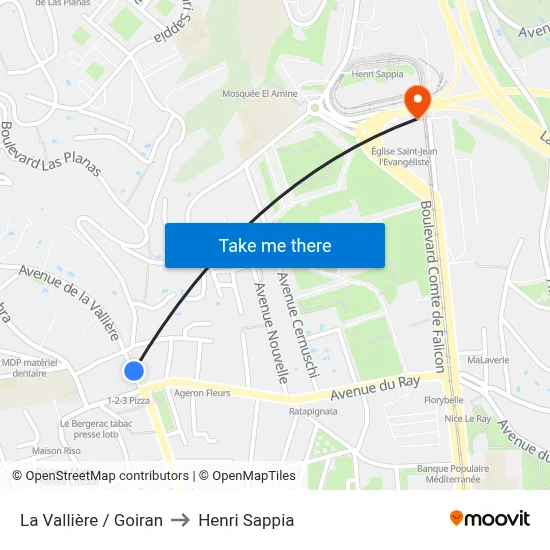 La Vallière / Goiran to Henri Sappia map