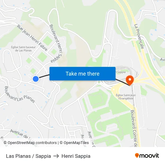 Las Planas / Sappia to Henri Sappia map