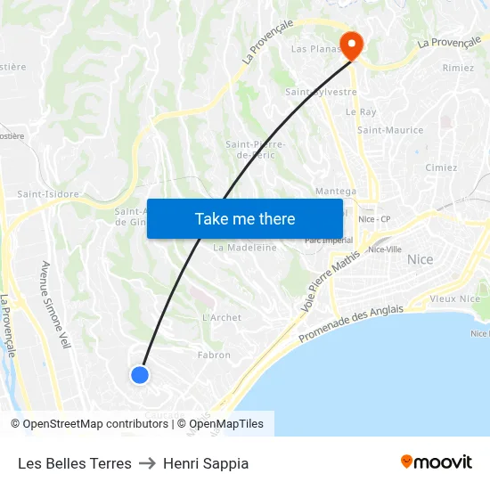 Les Belles Terres to Henri Sappia map
