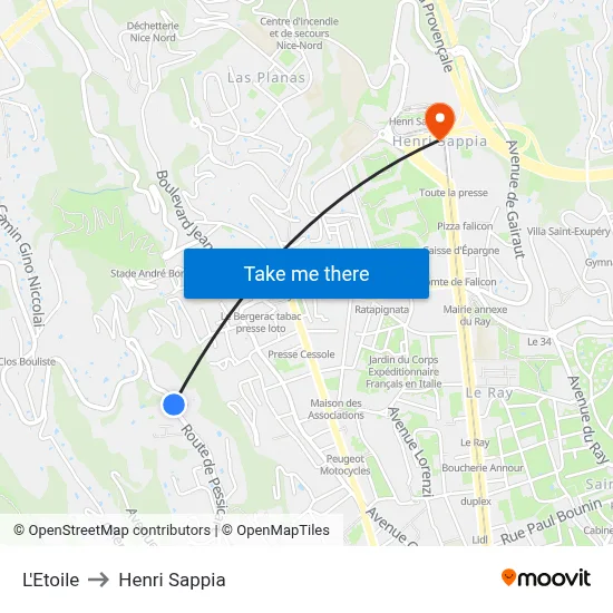 L'Etoile to Henri Sappia map