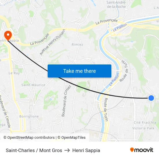 Saint-Charles / Mont Gros to Henri Sappia map