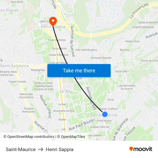 Saint-Maurice to Henri Sappia map