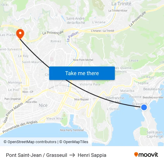 Pont Saint-Jean / Grasseuil to Henri Sappia map