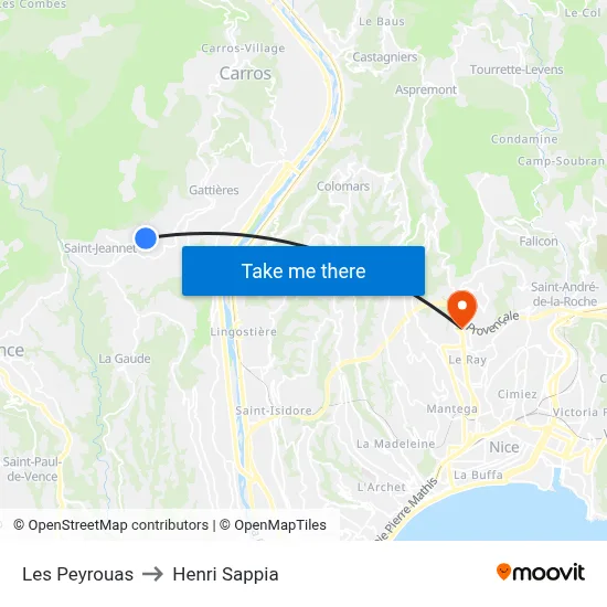 Les Peyrouas to Henri Sappia map