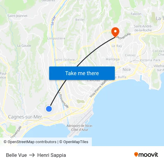 Belle Vue to Henri Sappia map