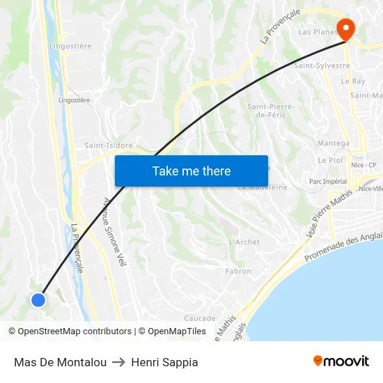 Mas De Montalou to Henri Sappia map