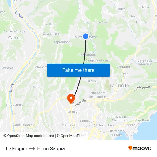 Le Frogier to Henri Sappia map