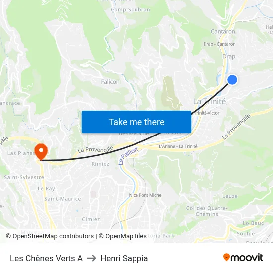 Les Chênes Verts A to Henri Sappia map