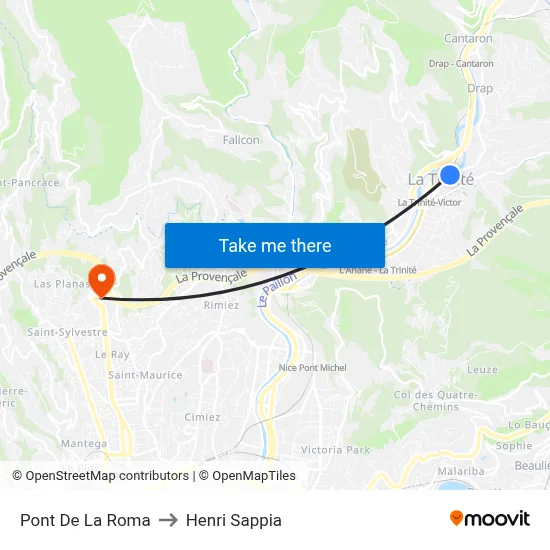 Pont De La Roma to Henri Sappia map