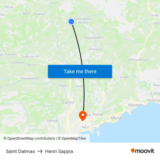 Saint Dalmas to Henri Sappia map