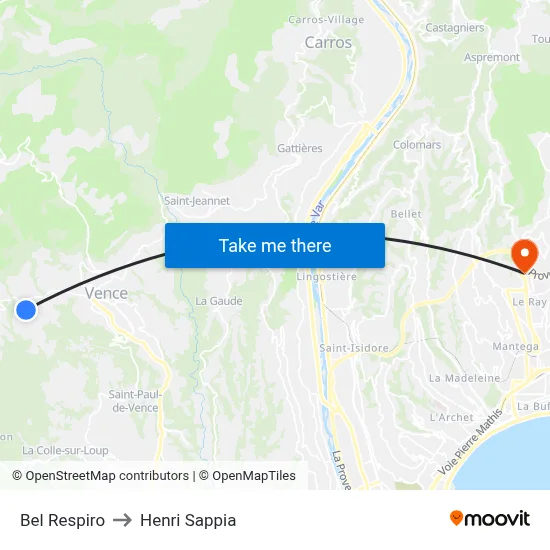 Bel Respiro to Henri Sappia map