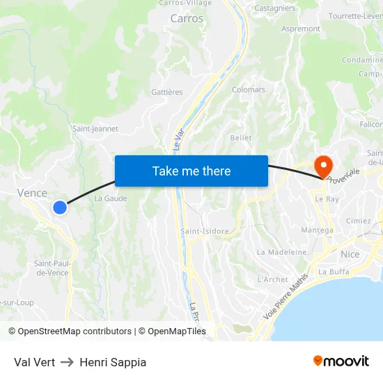 Val Vert to Henri Sappia map