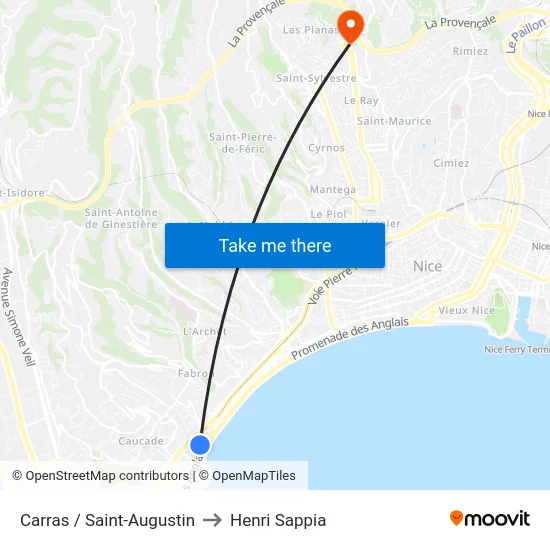 Carras / Saint-Augustin to Henri Sappia map