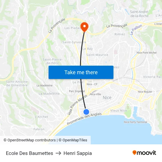Ecole Des Baumettes to Henri Sappia map