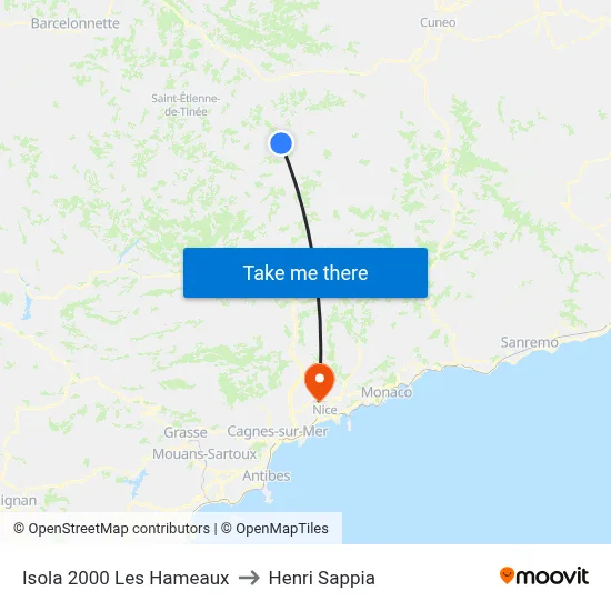 Isola 2000 Les Hameaux to Henri Sappia map