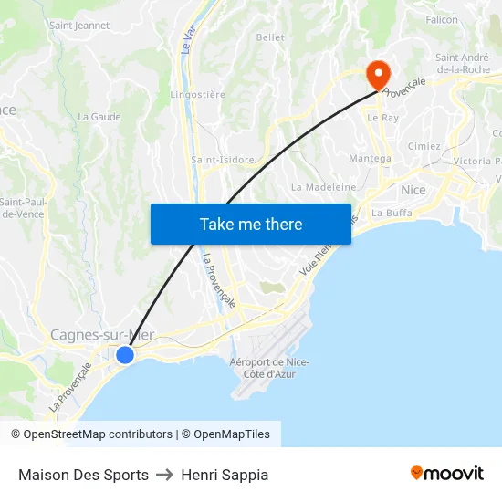 Maison Des Sports to Henri Sappia map