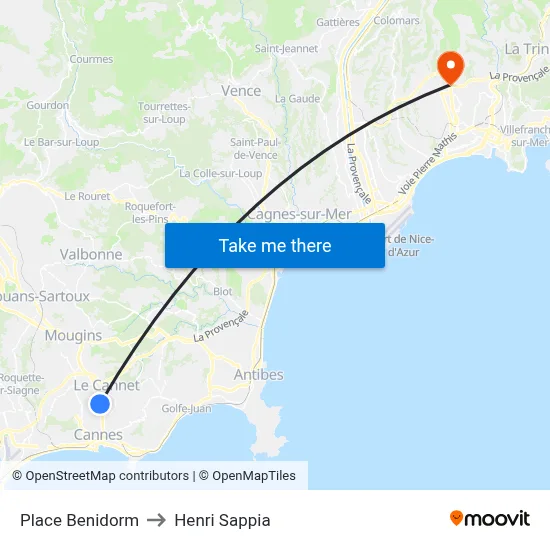 Place Benidorm to Henri Sappia map
