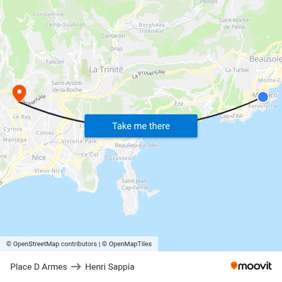 Place D Armes to Henri Sappia map
