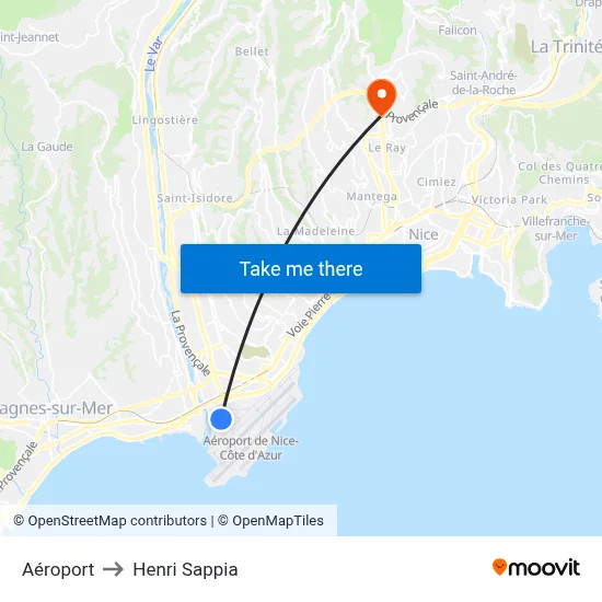 Aéroport to Henri Sappia map