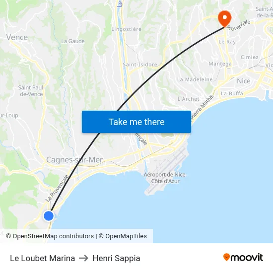 Le Loubet Marina to Henri Sappia map