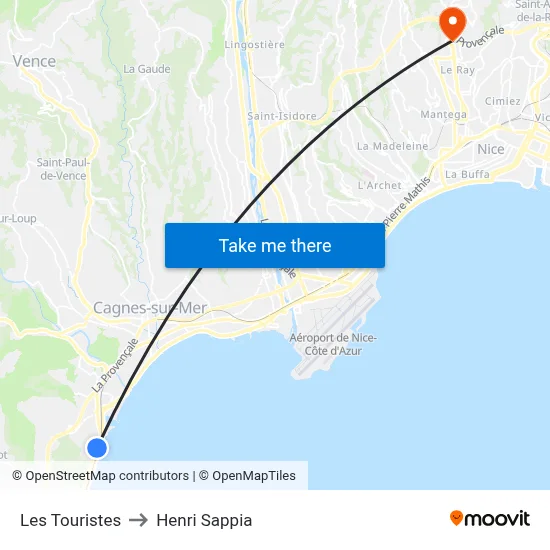 Les Touristes to Henri Sappia map