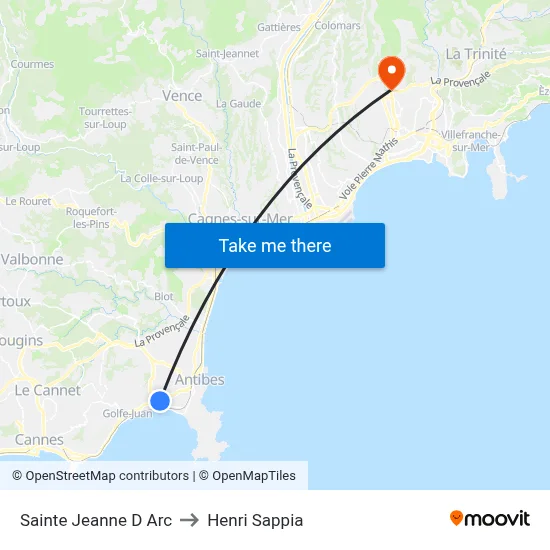 Sainte-Jeanne D'Arc to Henri Sappia map