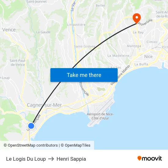 Le Logis Du Loup to Henri Sappia map