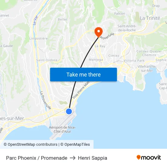 Parc Phoenix/Promenade to Henri Sappia map