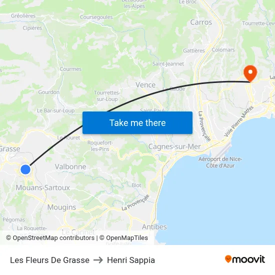 Les Fleurs De Grasse to Henri Sappia map