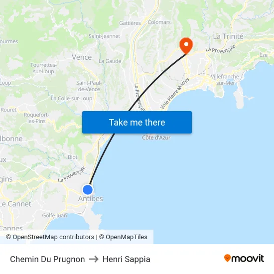 Chemin Du Prugnon to Henri Sappia map