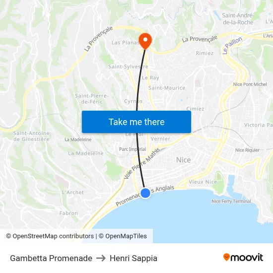 Gambetta Promenade to Henri Sappia map