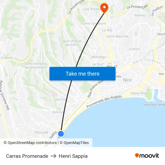 Carras Promenade to Henri Sappia map
