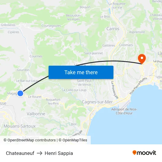 Chateauneuf to Henri Sappia map