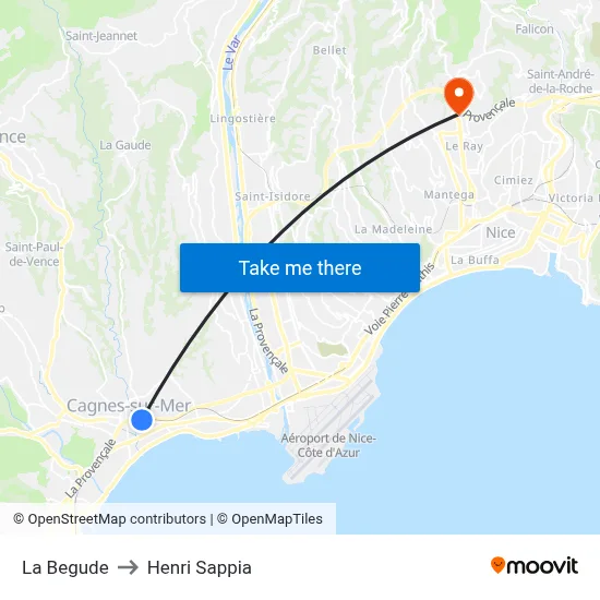 La Bégude to Henri Sappia map