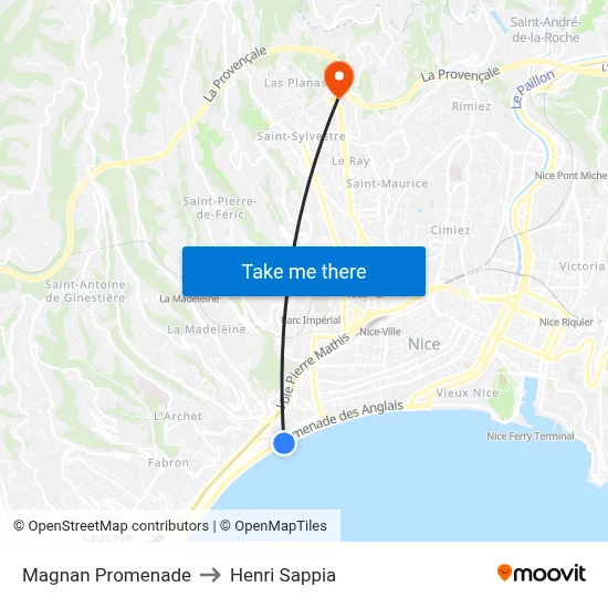 Magnan Promenade to Henri Sappia map