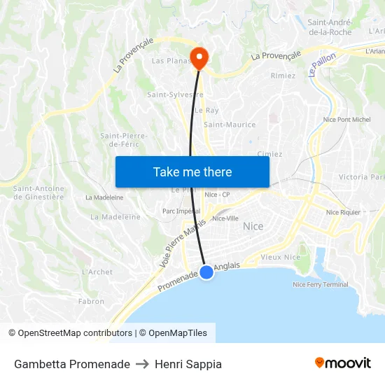 Gambetta Promenade to Henri Sappia map