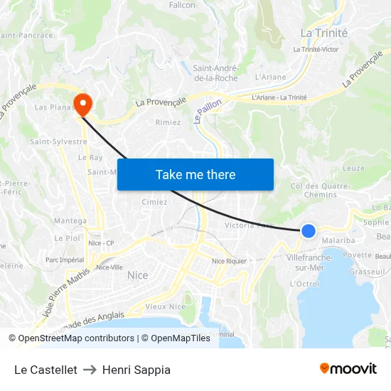 Le Castellet to Henri Sappia map