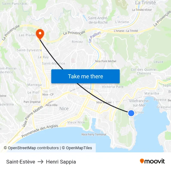 Saint-Estève to Henri Sappia map