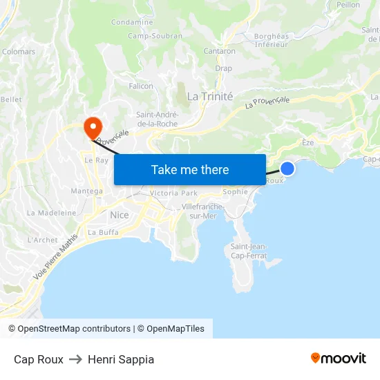 Cap Roux to Henri Sappia map