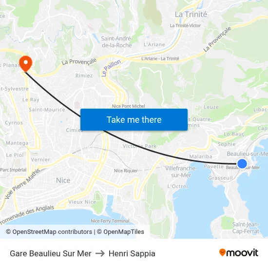 Gare Beaulieu Sur Mer to Henri Sappia map