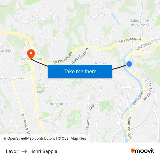 Lavoir to Henri Sappia map