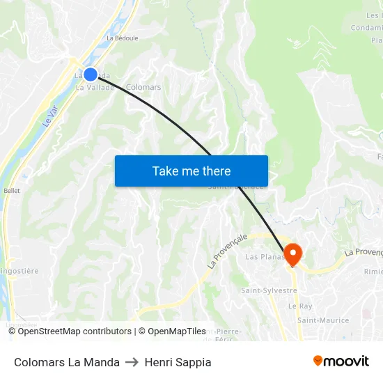 Colomars La Manda to Henri Sappia map
