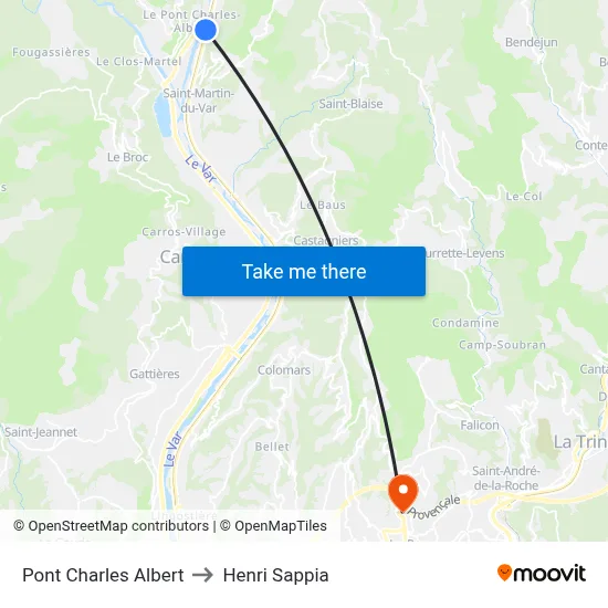 Pont Charles Albert to Henri Sappia map