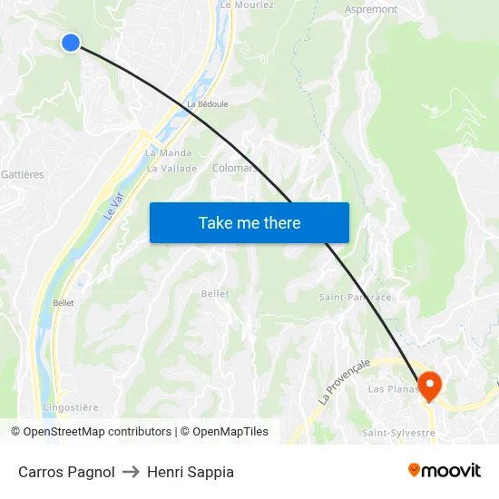Carros Pagnol to Henri Sappia map